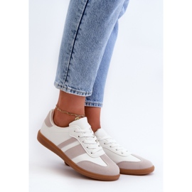 Niedrige Damen-Sneakers aus Öko-Leder in Weiß und Grau von Relialia 1
