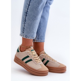 Damen-Plateau-Sneaker in Beige und Grün von Egelia 2