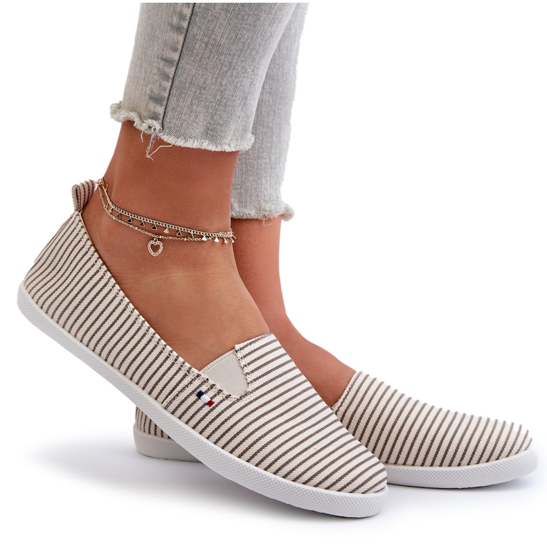 News Beige gestreifte Pazaria-Slip-On-Sneaker für Damen 4