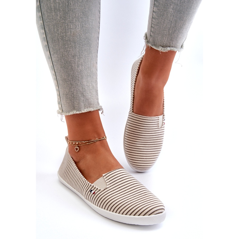 News Beige gestreifte Pazaria-Slip-On-Sneaker für Damen 1