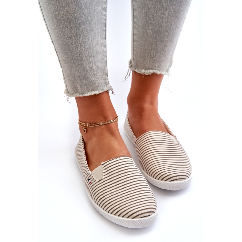 News Beige gestreifte Pazaria-Slip-On-Sneaker für Damen 2