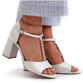 Vinceza Silberne Sandaletten mit hohen Absätzen und Zirkonia silber- 4