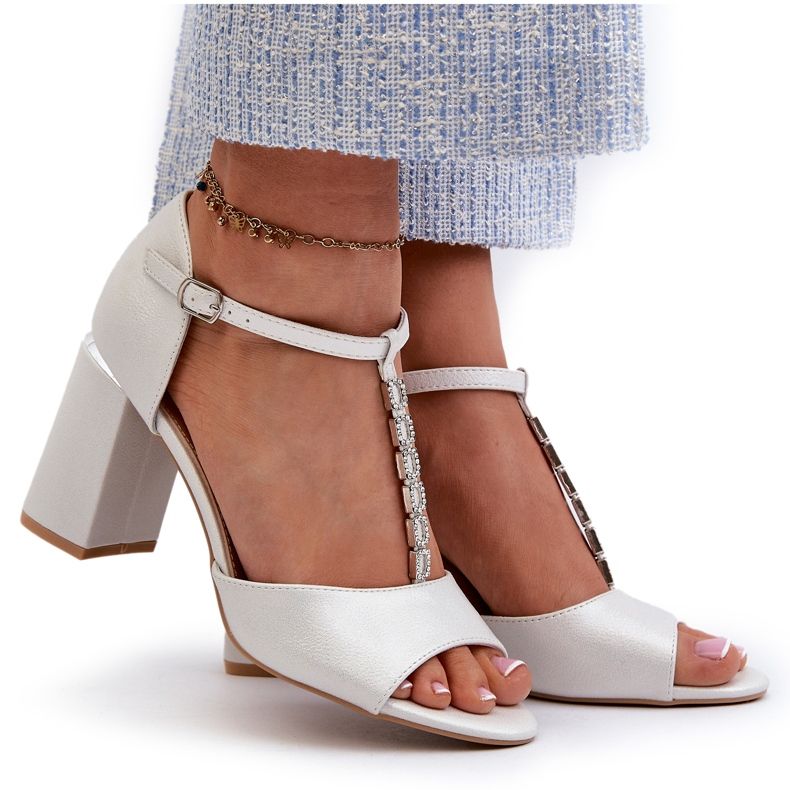 Vinceza Silberne Sandaletten mit hohen Absätzen und Zirkonia silber- 4