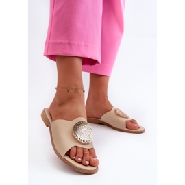 Damen-Flip-Flops mit flachem Absatz und Verzierung Beige Rivashea 2