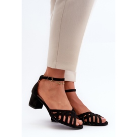 Damensandalen aus Öko-Wildleder mit niedrigem Absatz, Black Monsha schwarz 1