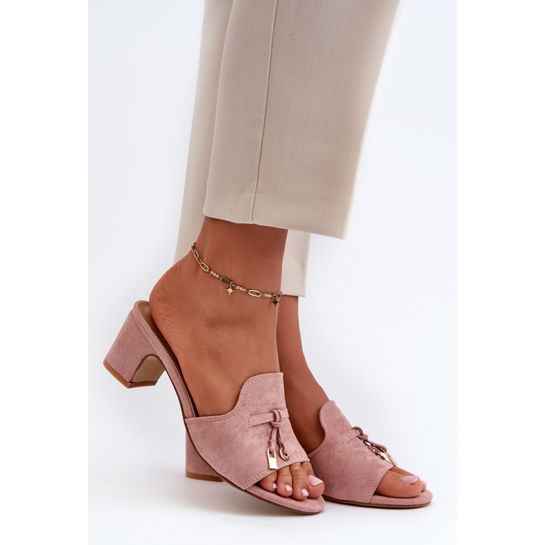 Damen-Flip-Flops mit High Heels aus Öko-Wildleder, Pink Jemenna rosa 1