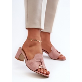 Damen-Flip-Flops mit High Heels aus Öko-Wildleder, Pink Jemenna rosa 2