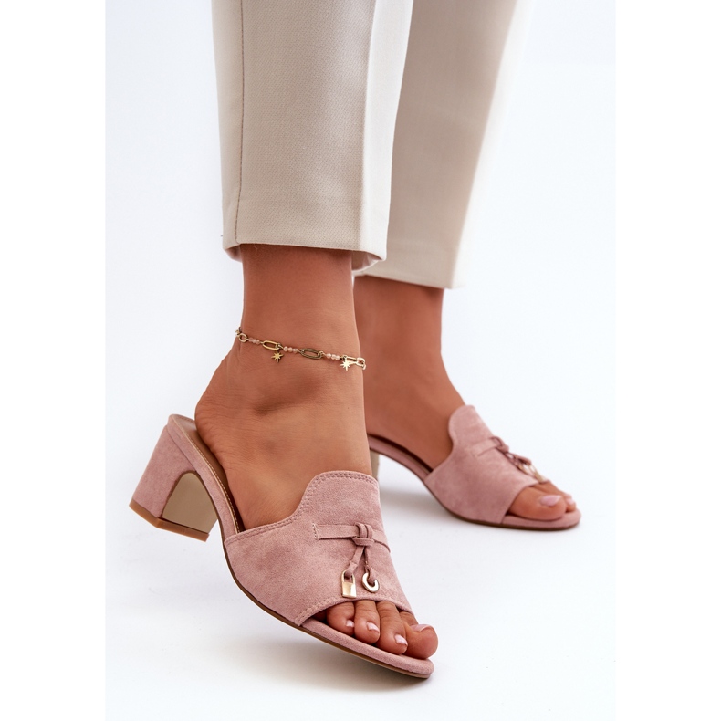 Damen-Flip-Flops mit High Heels aus Öko-Wildleder, Pink Jemenna rosa 2