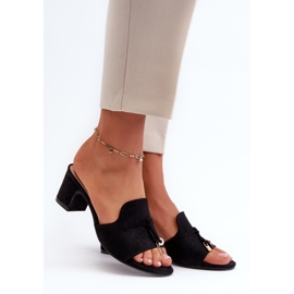 Damen-Flip-Flops mit High Heels aus Öko-Wildleder, Schwarz Jemenna 1
