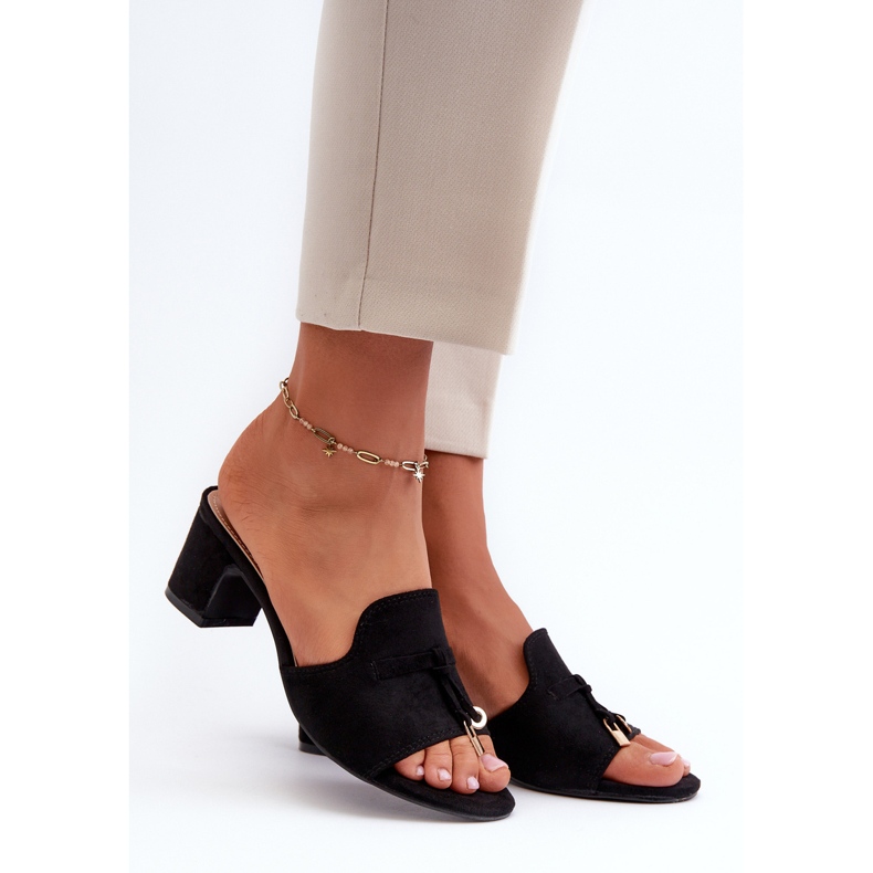 Damen-Flip-Flops mit High Heels aus Öko-Wildleder, Schwarz Jemenna 1