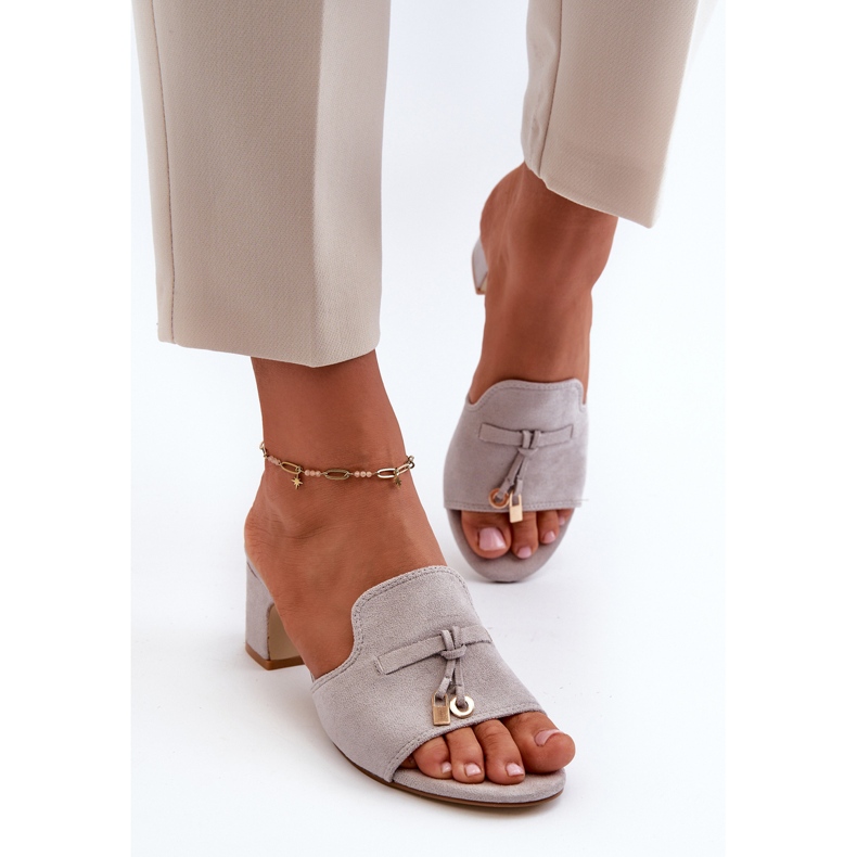 Damen-Flip-Flops aus Öko-Wildleder mit hohen Absätzen, Grau Jemenna 1