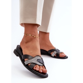 Damen-Flip-Flops mit Keilabsatz und Verzierung, Schwarz Asysa 2