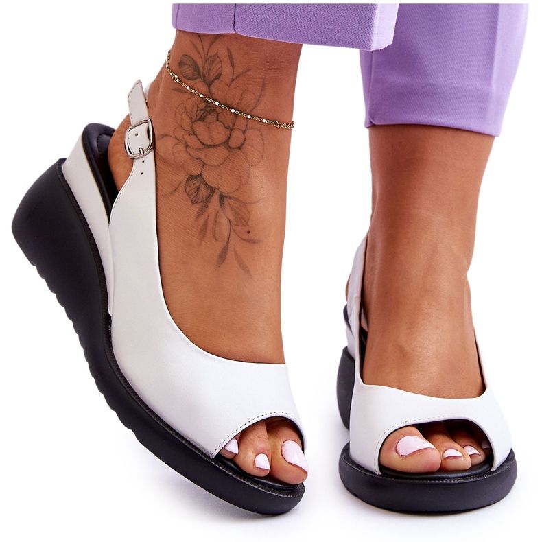 Frauensandalen auf Keil Sergio Leone SK853 Weiß 4