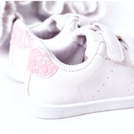 Kinderturnschuhe mit weißem und rosa Klettverschluss 3
