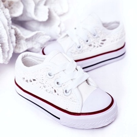 Kinder-Sneaker mit Spitze, weiß 1