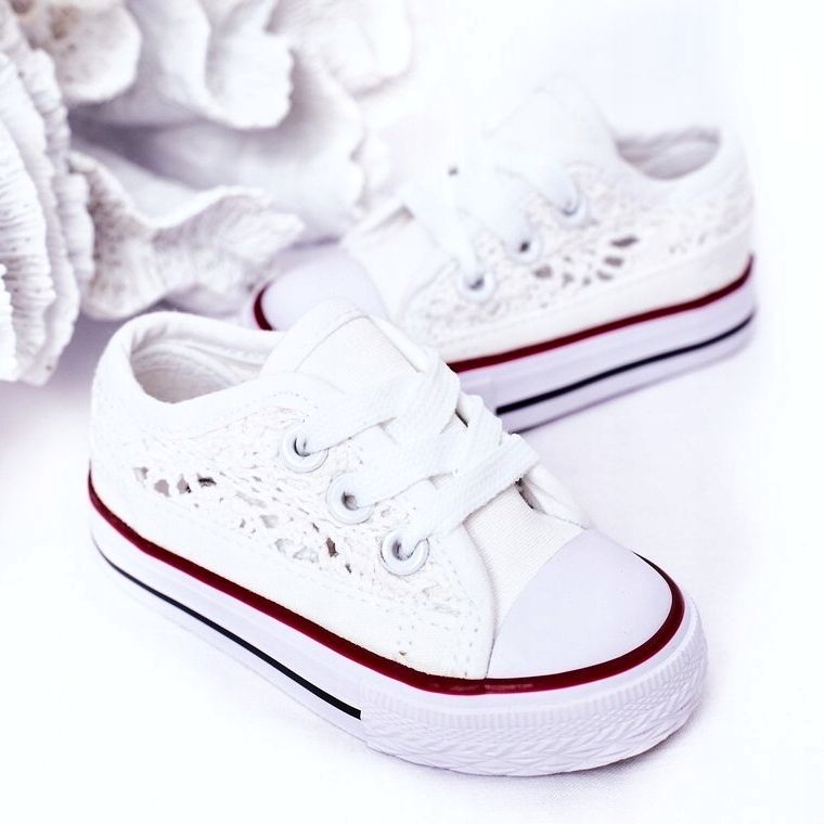 Kinder-Sneaker mit Spitze, weiß 1