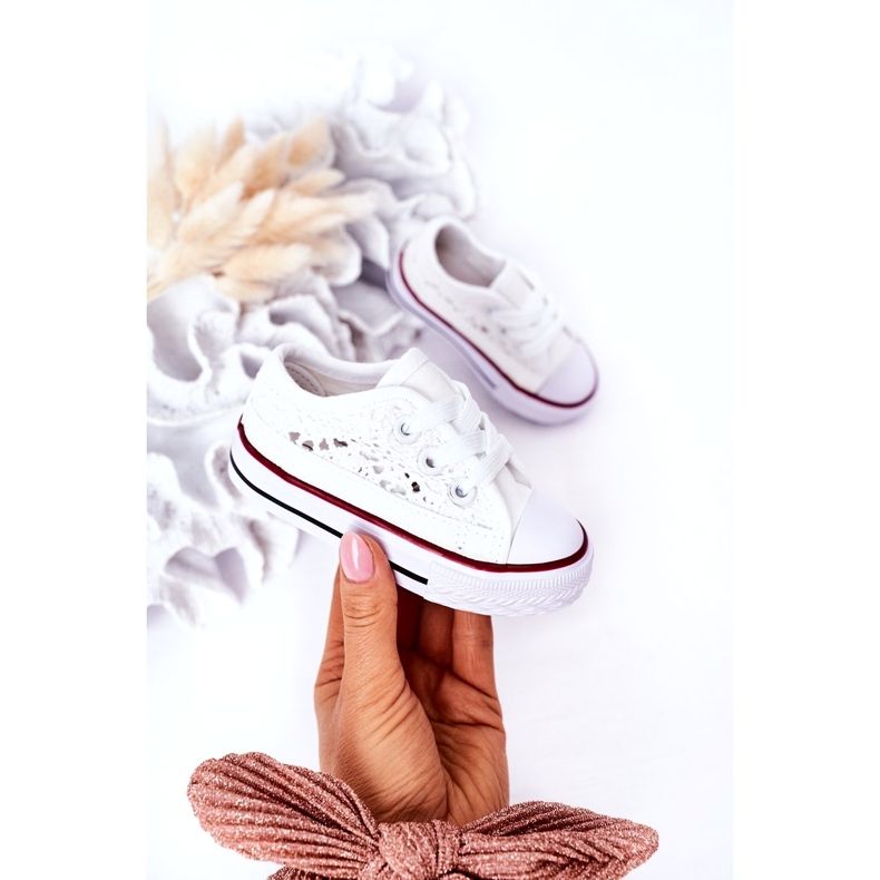 Kinder-Sneaker mit Spitze, weiß 3
