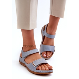 Evento Bequeme Damen-Sandalen mit Klettverschluss in Blau von Iphiope 2