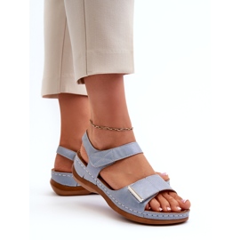 Evento Bequeme Damen-Sandalen mit Klettverschluss in Blau von Iphiope 3