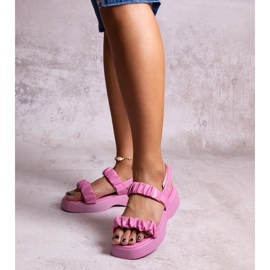 Rosa Dashi-Sandalen mit dicker Sohle 1