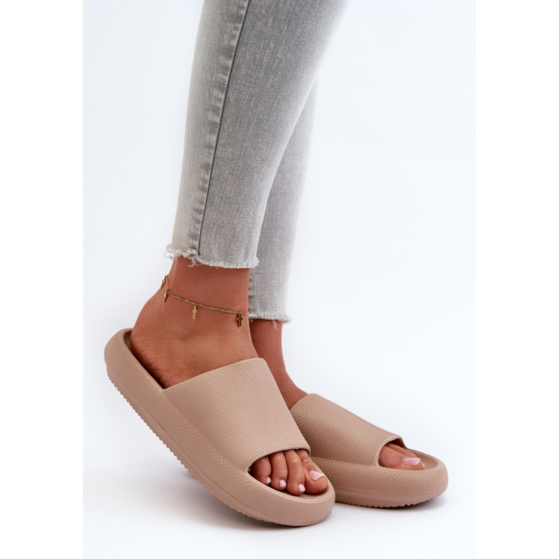 Hellbeige Damen-Flip-Flops aus Schaumstoff mit dicker Sohle, Querceria 2