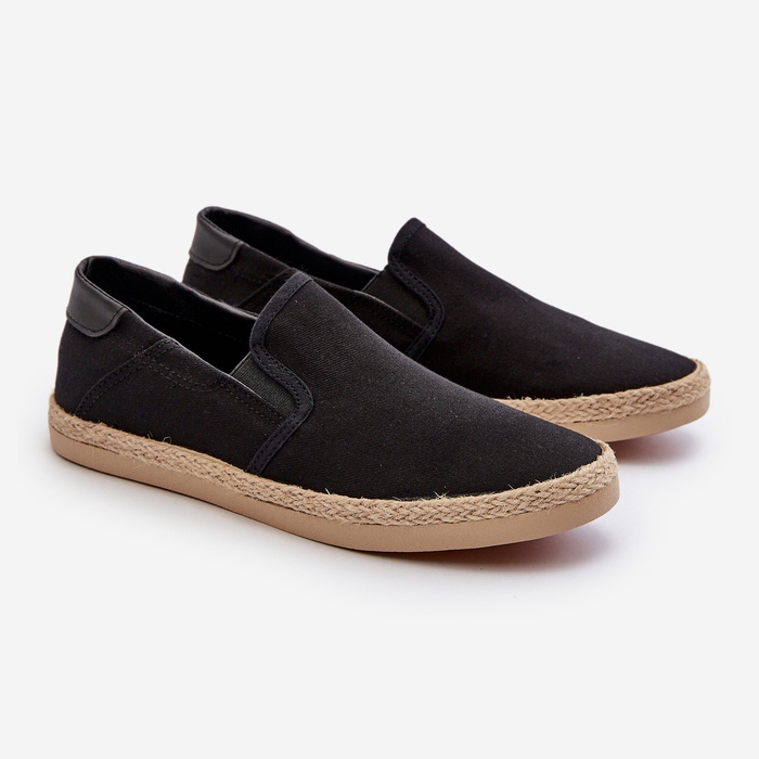Herren-Espadrille-Sneaker mit Zopfmuster, Black Fenen schwarz 1