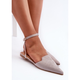 Schnür-Ballerinas aus Öko-Wildleder mit spitzen Zehen, Grau Ellesara 8