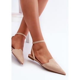 Beige Schnür-Ballerinas aus Öko-Wildleder mit spitzen Zehen Ellesara 9