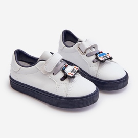 Kinder-Sneaker-Sneaker mit Anstecknadel, Weiß und Marineblau von Pennyn 2