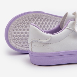 Kinder-Sneaker-Sneaker mit Anstecknadel, weiß und lila Pennyn 2