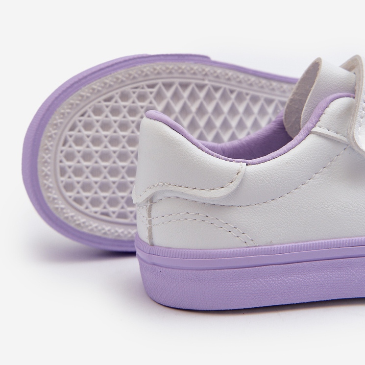 Kinder-Sneaker-Sneaker mit Anstecknadel, weiß und lila Pennyn 2