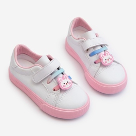 Kinder-Sneaker-Sneaker mit Anstecknadel, weiß und rosa Pennyn 1