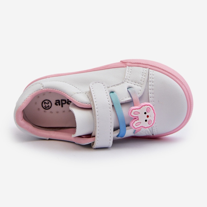Kinder-Sneaker-Sneaker mit Anstecknadel, weiß und rosa Pennyn 2