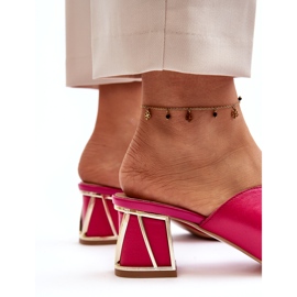 Leder elegante Frauen Heels Laura Messi 2771 Fuchsia rosa 4