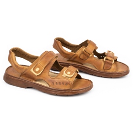 ŁUKPOL Herren-Ledersandalen mit Klettverschluss 812 braun 2