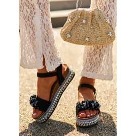 S.Barski Frauensandalen auf Keil und Plattform mit Dekorationen S. Barski Hy056 Schwarz 2