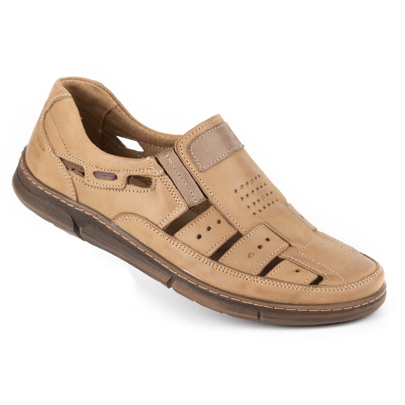 Olivier Herrenschuhe, Leder durchbrochen 601 für Sommerbeige 3
