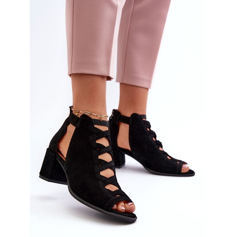 Damen-Sandalen aus Wildleder mit hohem Absatz Maciejka 06456-01 Schwarz 3