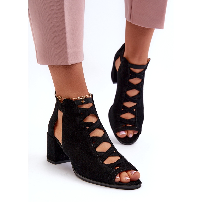 Damen-Sandalen aus Wildleder mit hohem Absatz Maciejka 06456-01 Schwarz 4