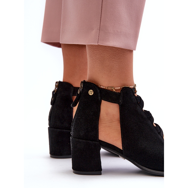 Damen-Sandalen aus Wildleder mit hohem Absatz Maciejka 06456-01 Schwarz 5