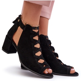 Damen-Sandalen aus Wildleder mit hohem Absatz Maciejka 06456-01 Schwarz 8