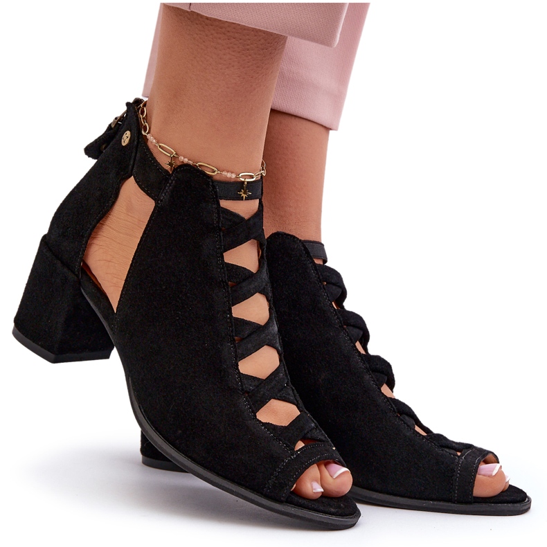 Damen-Sandalen aus Wildleder mit hohem Absatz Maciejka 06456-01 Schwarz 8