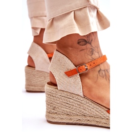 Wildleder Espadrilles Keilsandalen Orange Cammer 7