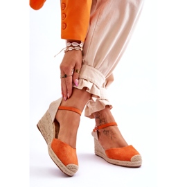 Wildleder Espadrilles Keilsandalen Orange Cammer 2