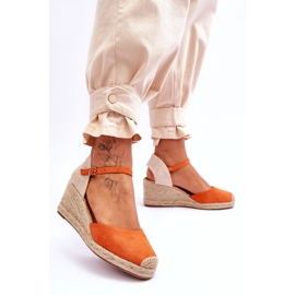 Wildleder Espadrilles Keilsandalen Orange Cammer 3