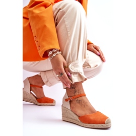 Wildleder Espadrilles Keilsandalen Orange Cammer 6