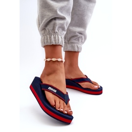 Damen-Flip-Flops mit Keilabsatz Big Star NN274A725 Marineblau 2