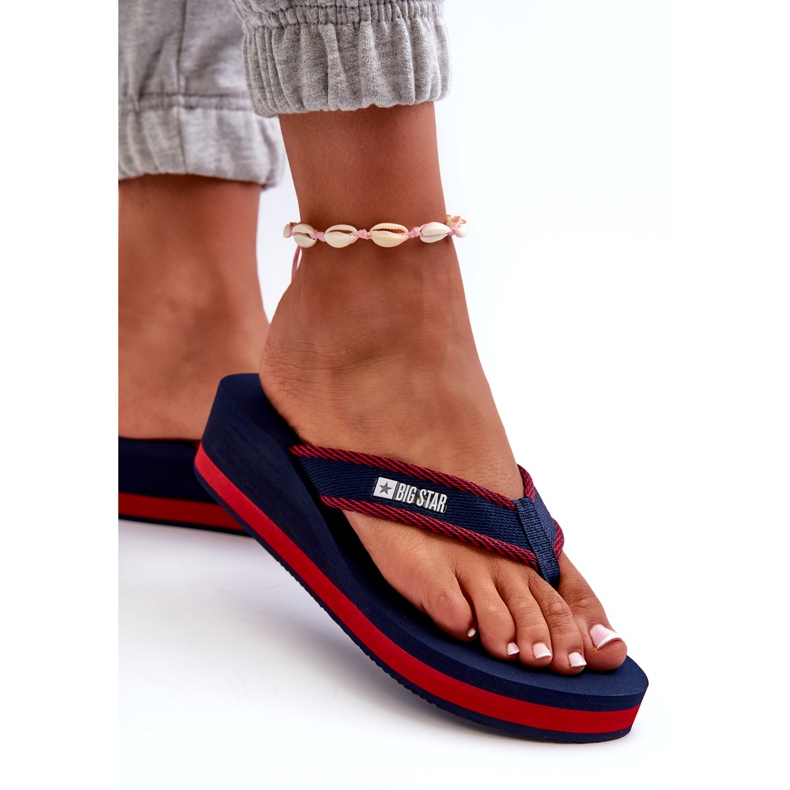 Damen-Flip-Flops mit Keilabsatz Big Star NN274A725 Marineblau 3