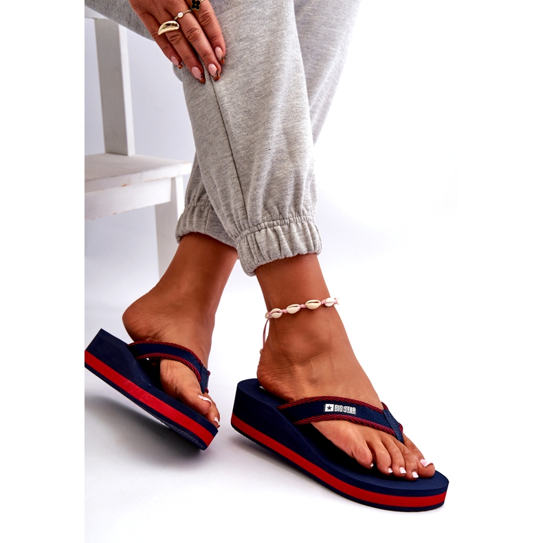Damen-Flip-Flops mit Keilabsatz Big Star NN274A725 Marineblau 4