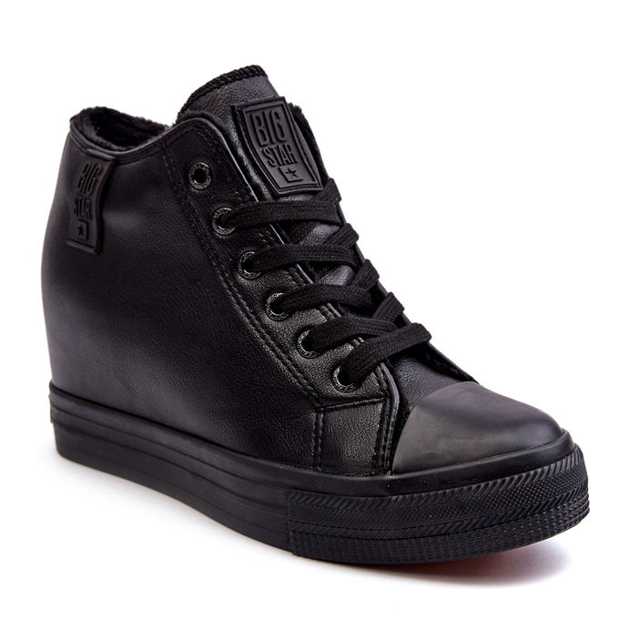 Damen-Sneaker aus Leder mit Keilabsatz Big Star MM274001 Schwarz 1